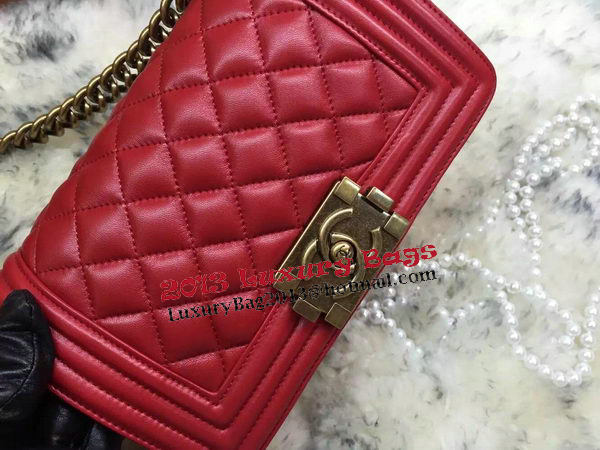 Boy Chanel Flap Shoulder Bags Sheepskin Leather A67085 Red