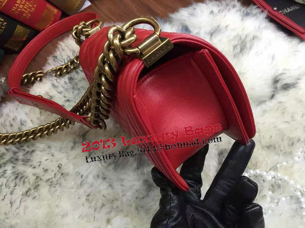 Boy Chanel Flap Shoulder Bags Sheepskin Leather A67085 Red