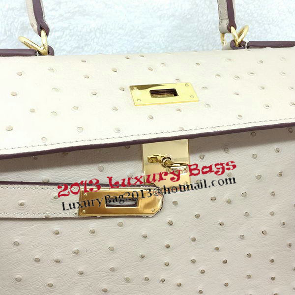 Hermes Kelly 32cm Shoulder Bag Ostrich Leather K32LI Apricot