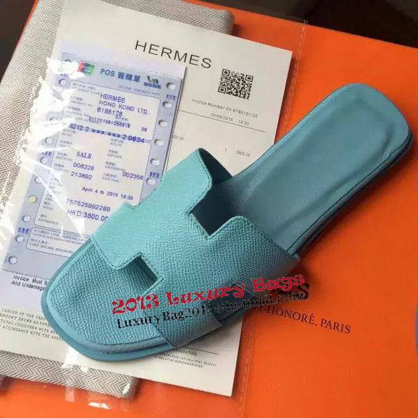 Hermes Slipper Calfskin Leather HO0476 Light Blue