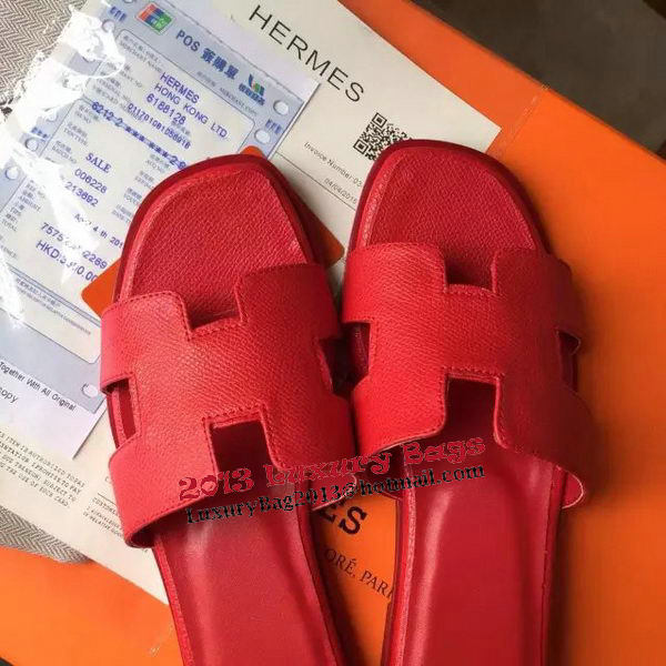 Hermes Slipper Calfskin Leather HO0476 Red