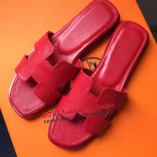 Hermes Slipper Calfskin Leather HO0476 Red