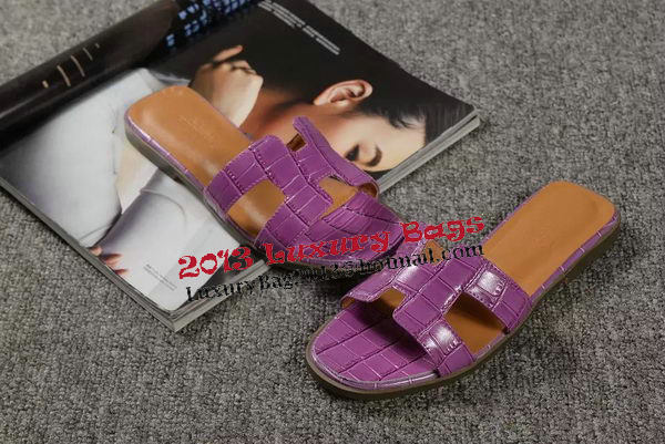 Hermes Slipper Croco Leather HO0451 Purple