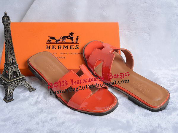 Hermes Slipper Patent Leather HO0430 Orange