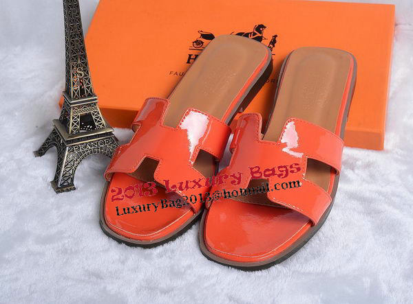 Hermes Slipper Patent Leather HO0430 Orange