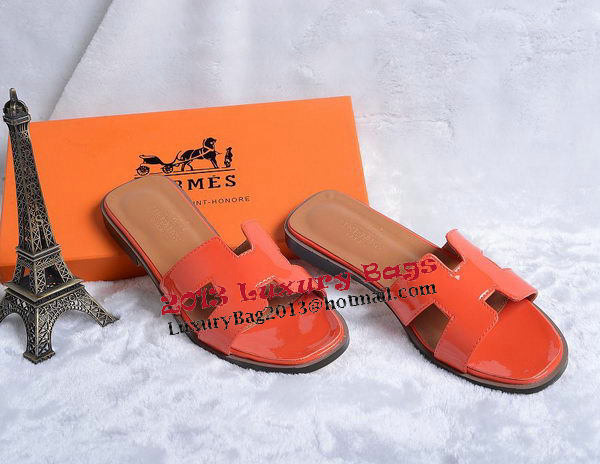 Hermes Slipper Patent Leather HO0430 Orange