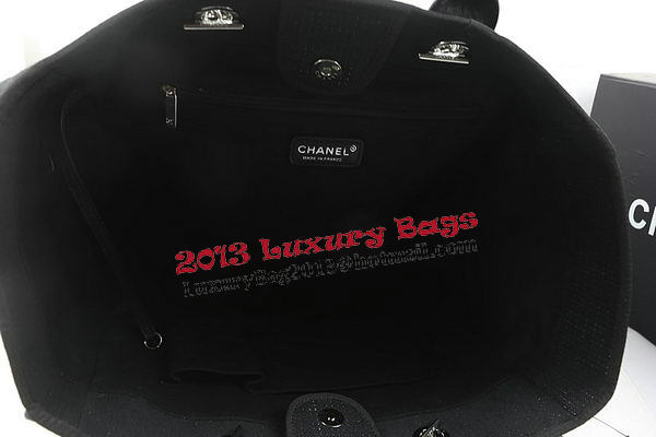 Chanel Large Canvas Tote Shopping Bag A67002 Black