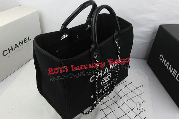 Chanel Large Canvas Tote Shopping Bag A67002 Black
