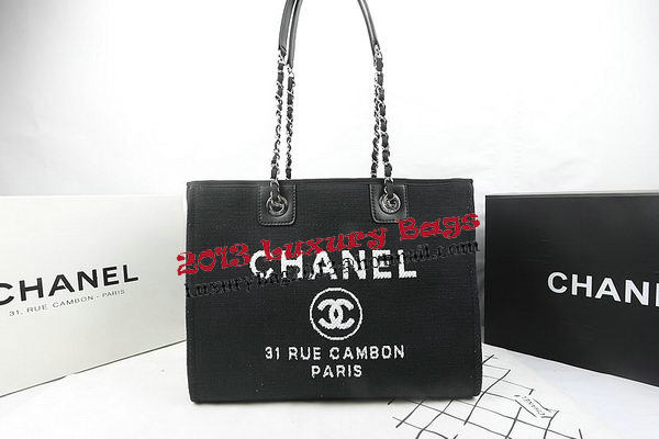 Chanel Medium Canvas Tote Shopping Bag A67001 Black