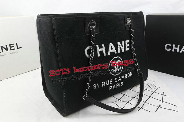 Chanel Medium Canvas Tote Shopping Bag A67001 Black