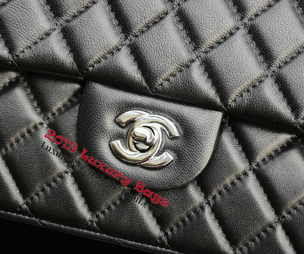 Chanel 2.55 Series Flap Bag Black Sheepskin Leather A37586 Silver