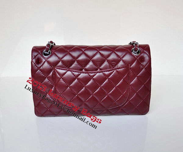 Chanel 2.55 Series Flap Bag Burgundy Patent Leather A1112 Silver