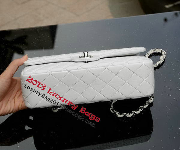 Chanel 2.55 Series Flap Bag White Sheepskin Leather A37586 Silver