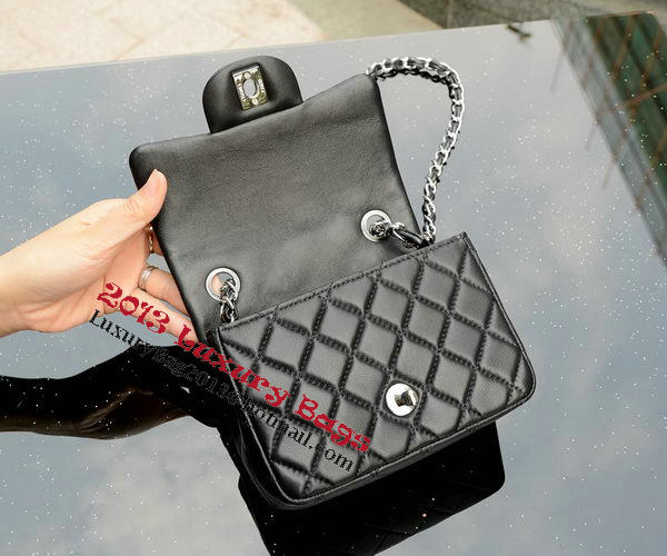 Chanel Classic MINI Flap Bag Black Sheepskin A37585 Silver