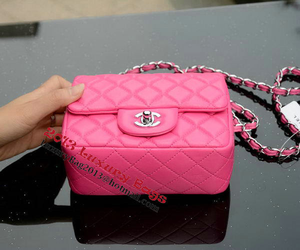 Chanel Classic MINI Flap Bag Rose Sheepskin A37585 Silver