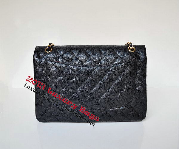 Chanel Jumbo Quilted Classic Flap Bag Black Cannage Patterns A58600 Gold