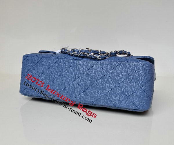 Chanel Jumbo Quilted Classic Flap Bag Blue Cannage Patterns A58600 Silver