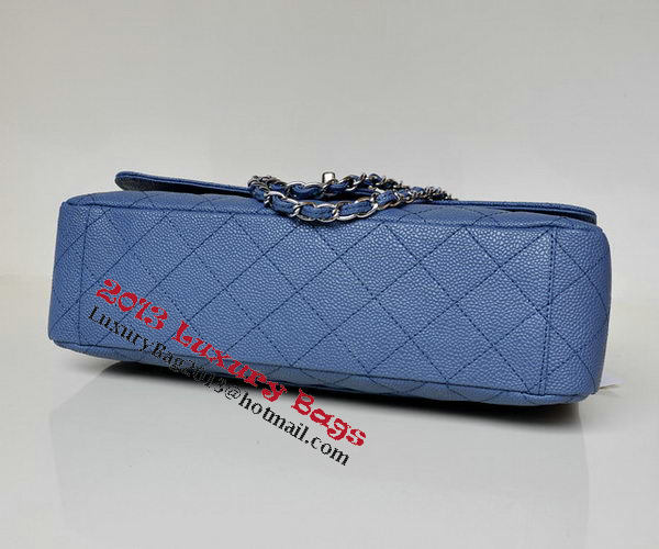 Chanel Maxi Quilted Classic Flap Bag Blue Cannage Patterns A58601 Silver