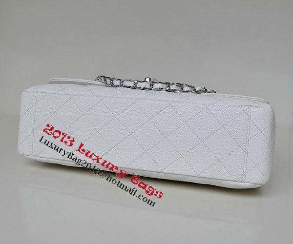 Chanel Maxi Quilted Classic Flap Bag White Cannage Patterns A58601 Silver