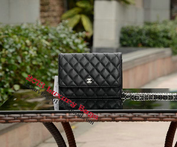 Chanel mini Flap Bag Black Cannage Pattern A33814 Silver