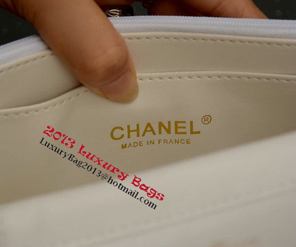 Chanel mini Flap Bag White Sheepskin Leather A33814 Gold