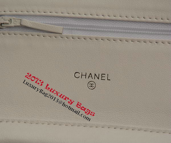 Chanel mini Flap Bag White Sheepskin Leather A33814 Silver