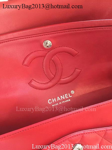 Chanel 2.55 Series Flap Bag Red Original Leather A01112 Silver