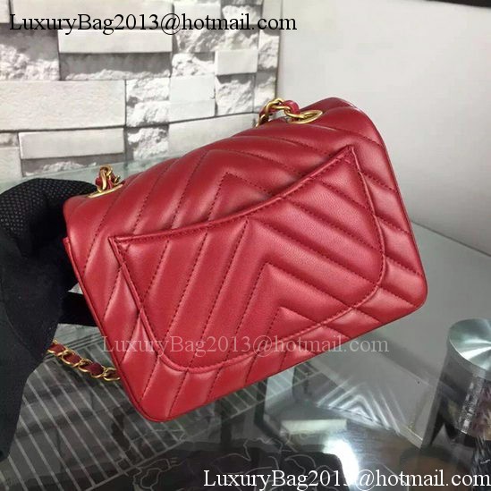 Chanel Classic mini Flap Bag Chevron Sheepskin Leather A68748 Burgundy