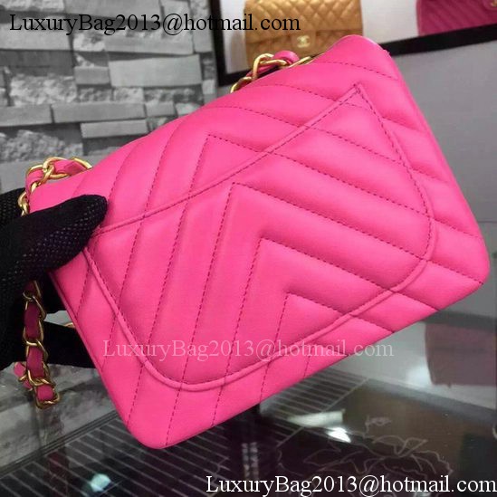 Chanel Classic mini Flap Bag Chevron Sheepskin Leather A68748 Rose