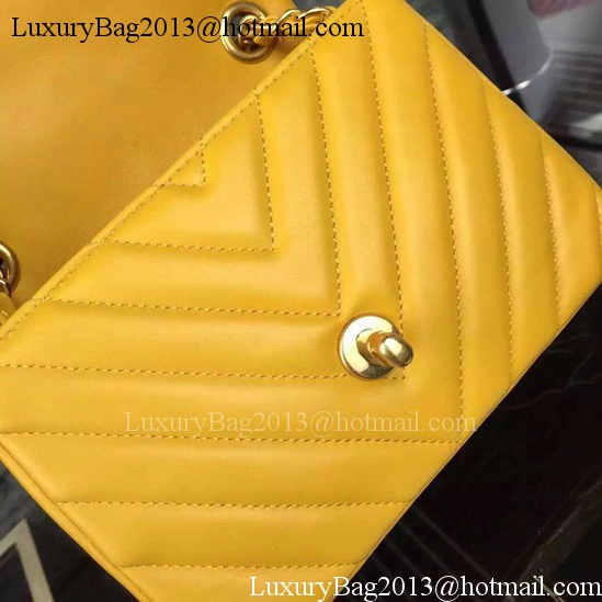 Chanel Classic mini Flap Bag Chevron Sheepskin Leather A68748 Yellow