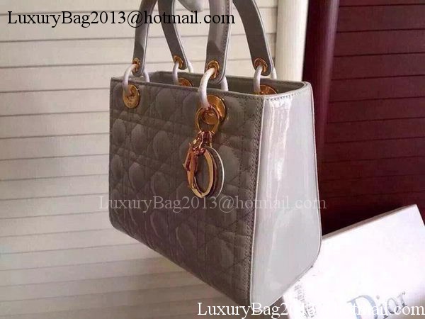 Dior Small Lady Dior Bag Patent Leather CD5502 Grey