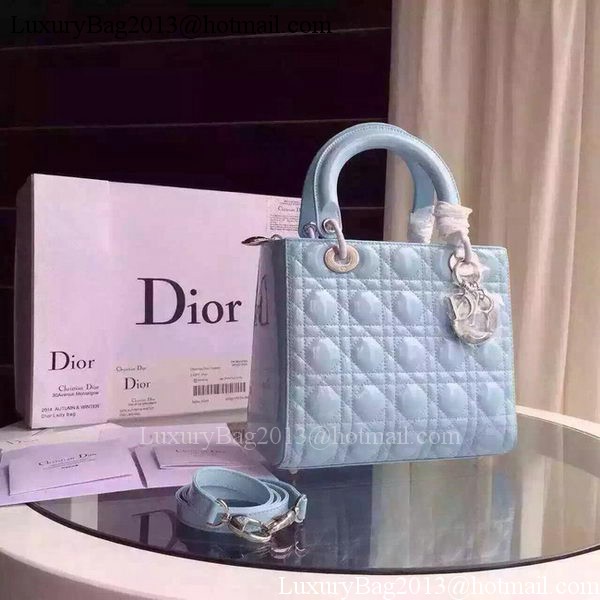 Dior Small Lady Dior Bag Patent Leather CD5502 Light Blue