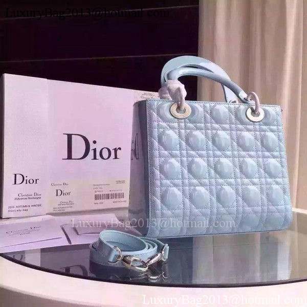 Dior Small Lady Dior Bag Patent Leather CD5502 Light Blue