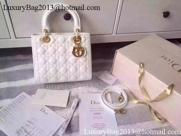 Dior Small Lady Dior Bag Patent Leather CD5502 White