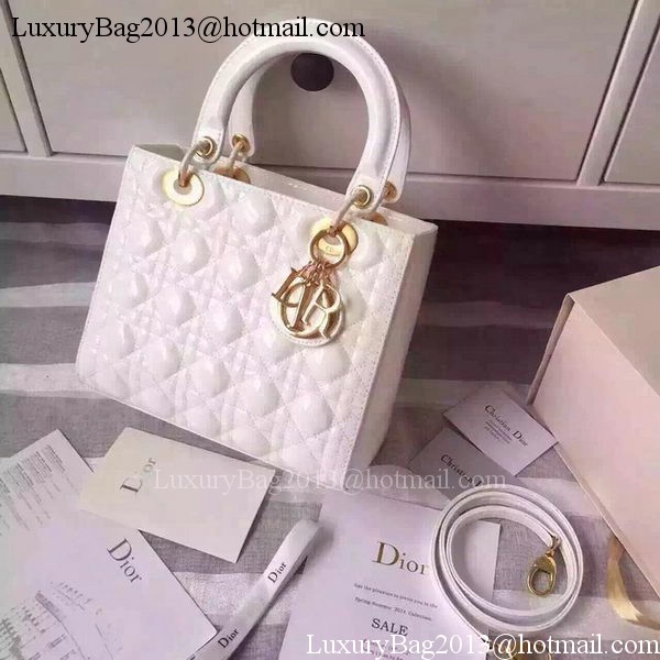 Dior Small Lady Dior Bag Patent Leather CD5502 White