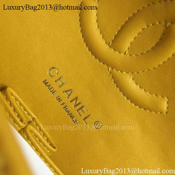 Chanel 2.55 Series Flap Bag Yellow Lambskin Chevron Leather A5023 Gold