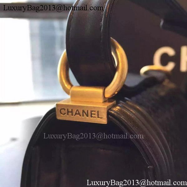 Chanel Boy Flap Shoulder Bag Black Python Leather A66094 Gold