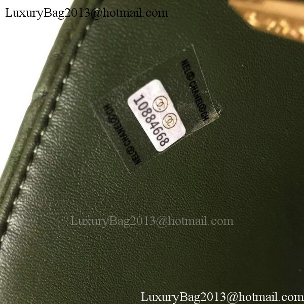 Chanel mini Classic Flap Bag Green Original Sheepskin Chevron Leather CHA5500 Gold