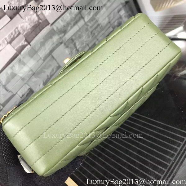 Chanel mini Classic Flap Bag Green Original Sheepskin Chevron Leather CHA5500 Gold