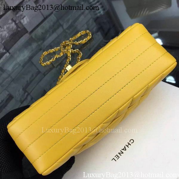 Chanel mini Classic Flap Bag Yellow Original Sheepskin Chevron Leather CHA5500 Gold