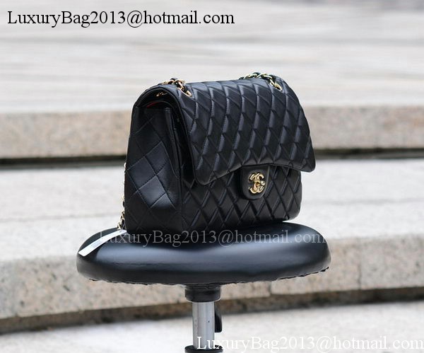 Chanel Jumbo Classic Black Sheepskin Flap Bag A58600 Gold