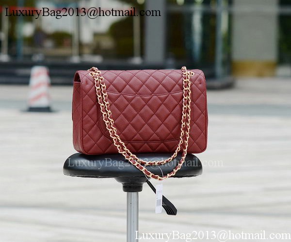 Chanel Jumbo Classic Burgundy Cannage Pattern Flap Bag A58600 Gold