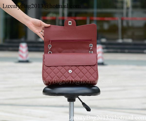 Chanel Jumbo Classic Burgundy Cannage Pattern Flap Bag A58600 Silver