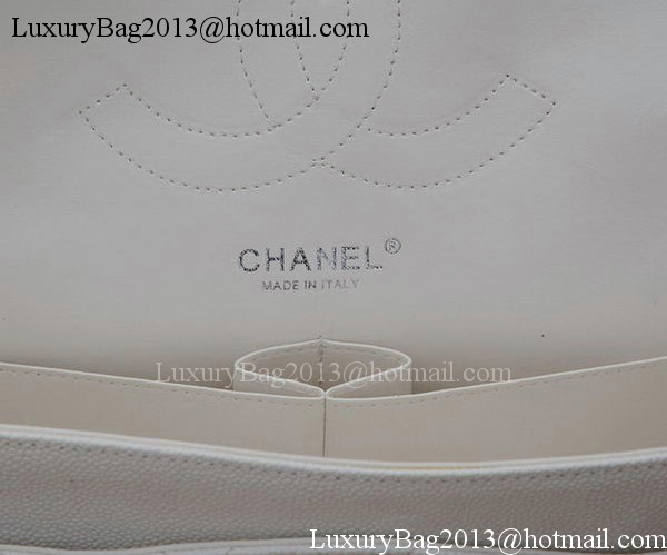 Chanel Jumbo Classic White Cannage Pattern Flap Bag A58600 Silver