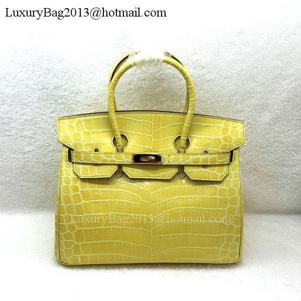 Hermes Birkin 25CM Tote Bag Croco Leather H25TCO Yellow