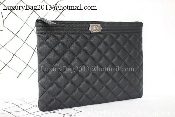 Boy Chanel Chevron Black Calfskin Leather Clutch A69253