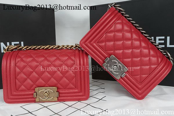 Boy Chanel mini Flap Bag Original Cannage Pattern A67085 Dark Red