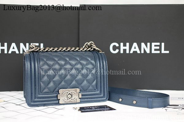 Boy Chanel mini Flap Bag Original Cannage Pattern A67085 Royal