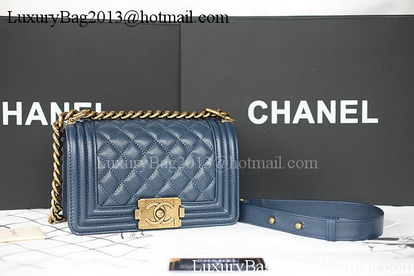 Boy Chanel mini Flap Bag Original Cannage Pattern A67085 Royal