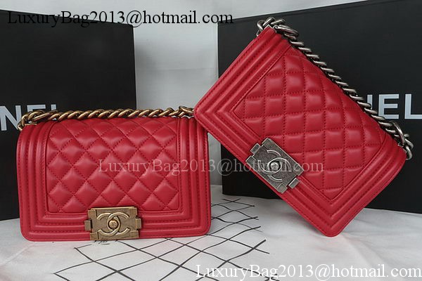 Boy Chanel mini Flap Bag Original Sheepskin A67085 Dark Red